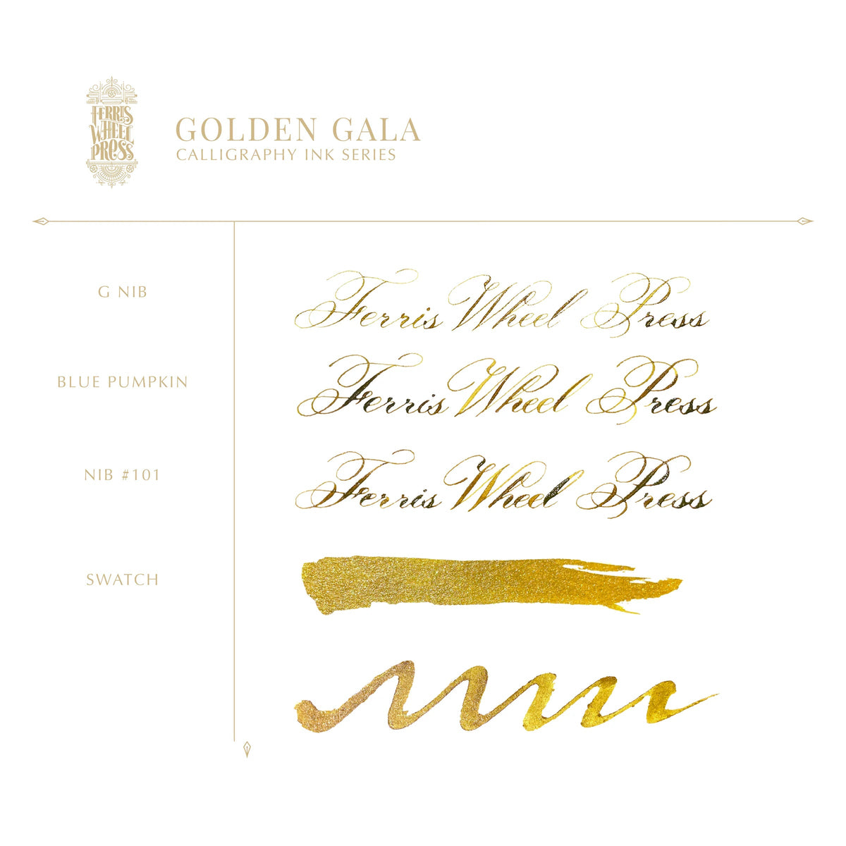 Flacon d'encre FERRIS WHEEL PRESS - Professional Calligraphy Ink - Golden Gala - 28 ml - 818351002761