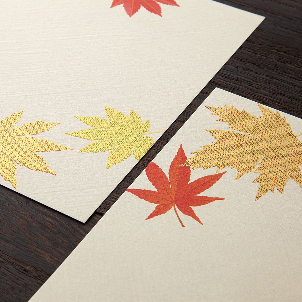 Papier à lettres MIDORI washi - 177 x 168 mm - Feuilles d'Automne - 4902805871815