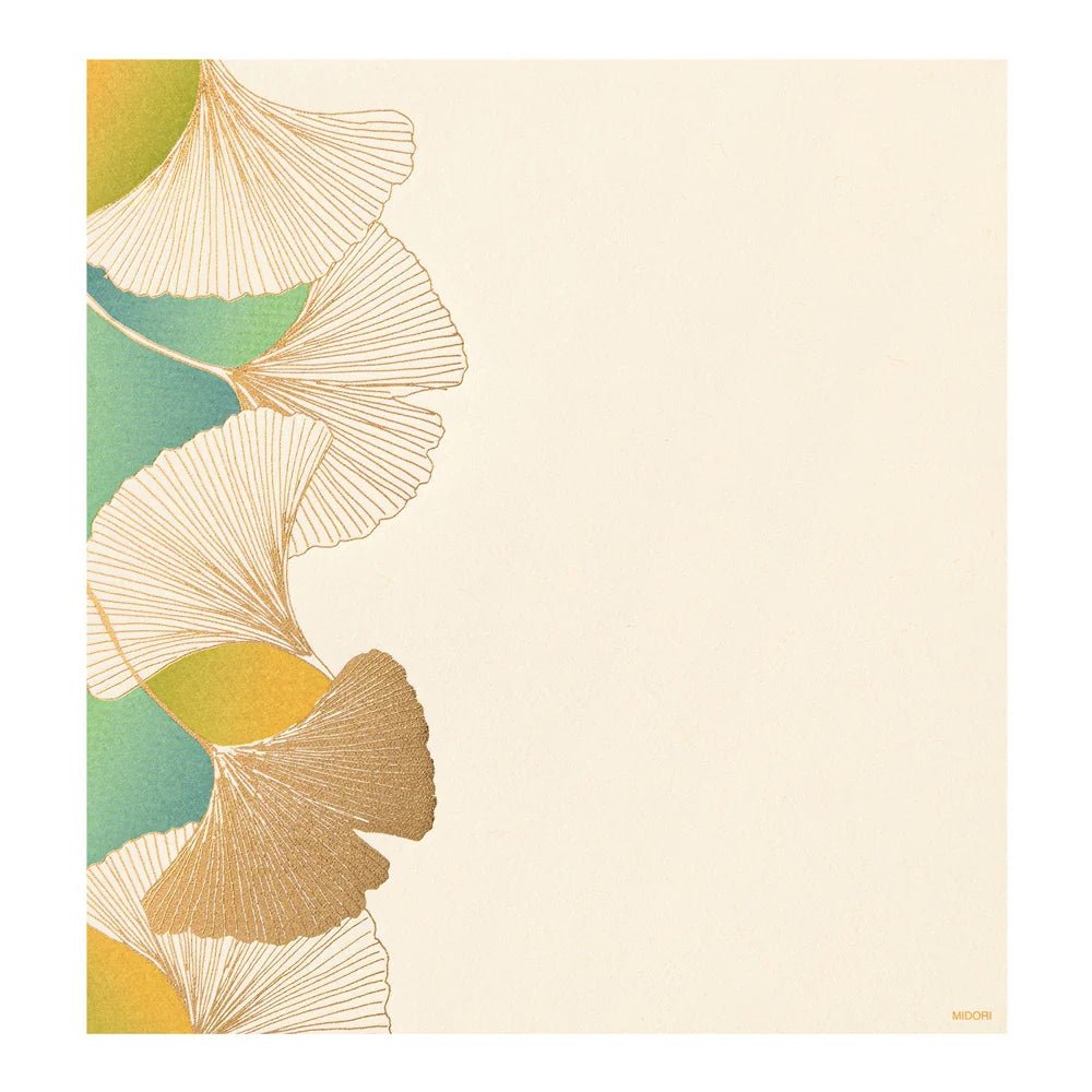 Papier à lettres MIDORI washi - 177 x 168 mm - Ginkgo - 4902805810357