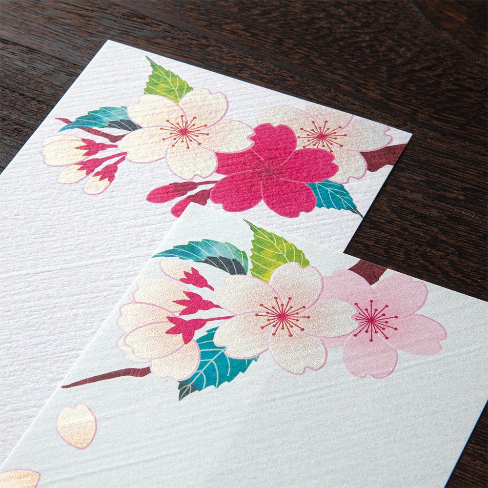 Papier à lettres MIDORI washi - 177 x 84 mm - Fleurs de Cerisier -