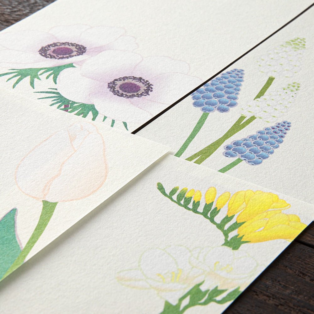 Papier à lettres MIDORI washi - 177 x 84 mm - Fleurs de Printemps - 4902805895811