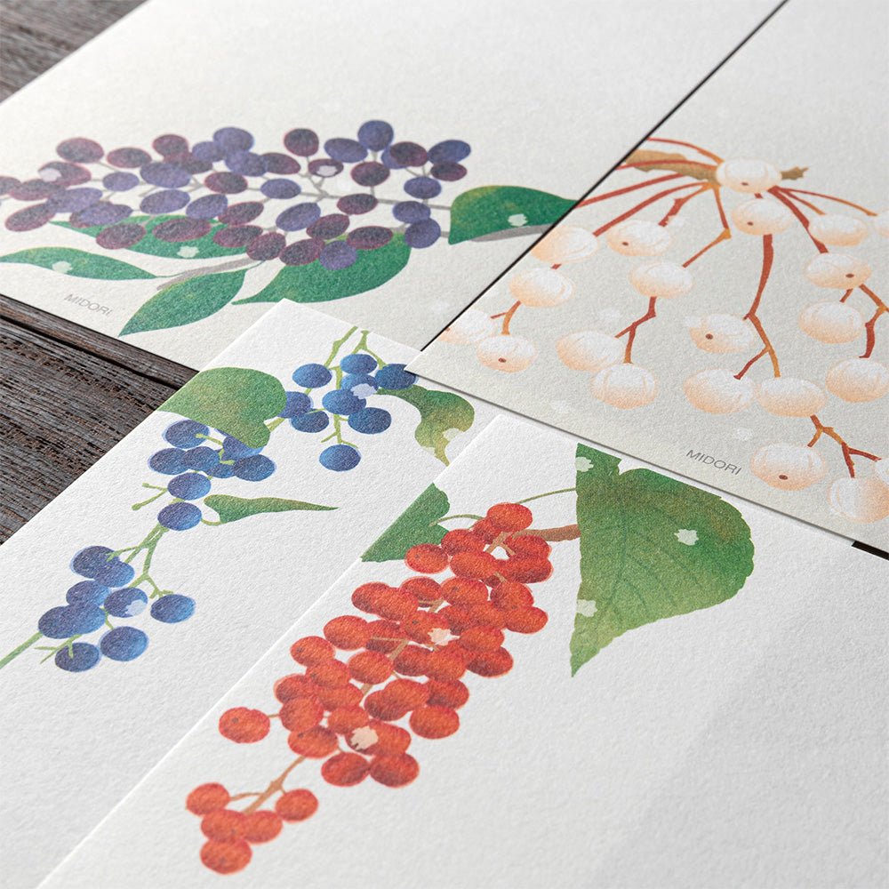 Papier à lettres MIDORI washi - 177 x 84 mm - Fruits d'Hiver - 4902805895958