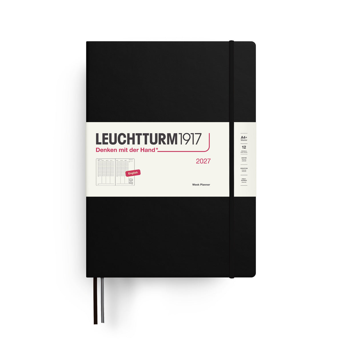 Planificateur Semainier 2027 LEUCHTTURM1917, Anglais - A4+ - Hardcover - Black - 4070292002934