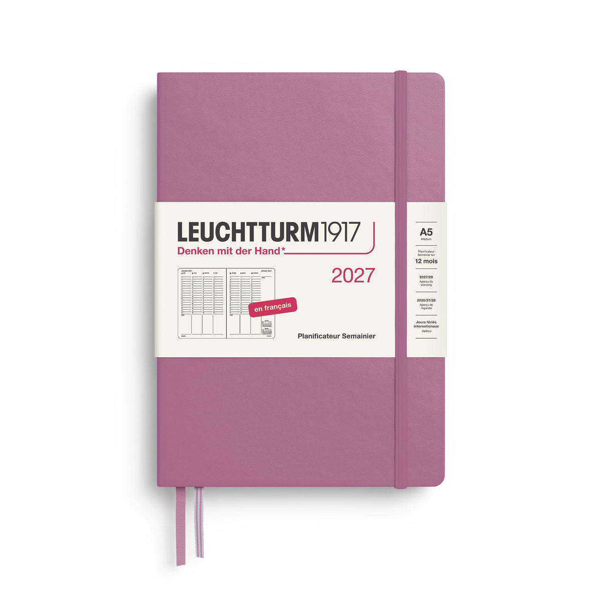 Planificateur Semainier 2027 LEUCHTTURM1917, Français - A5 - Hardcover - Dusty Rose - 4070292003931