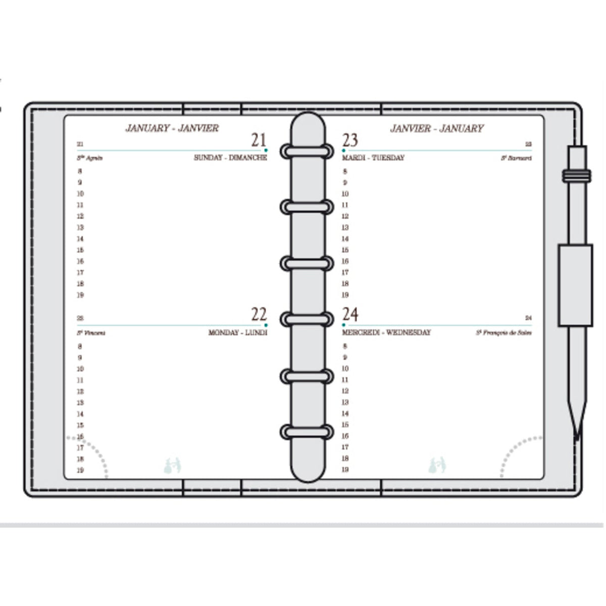 Recharge 2025 Agenda MIGNON AK12 (12230M) - 2 jours par page - 12 x 7.3 cm - 3489390122306