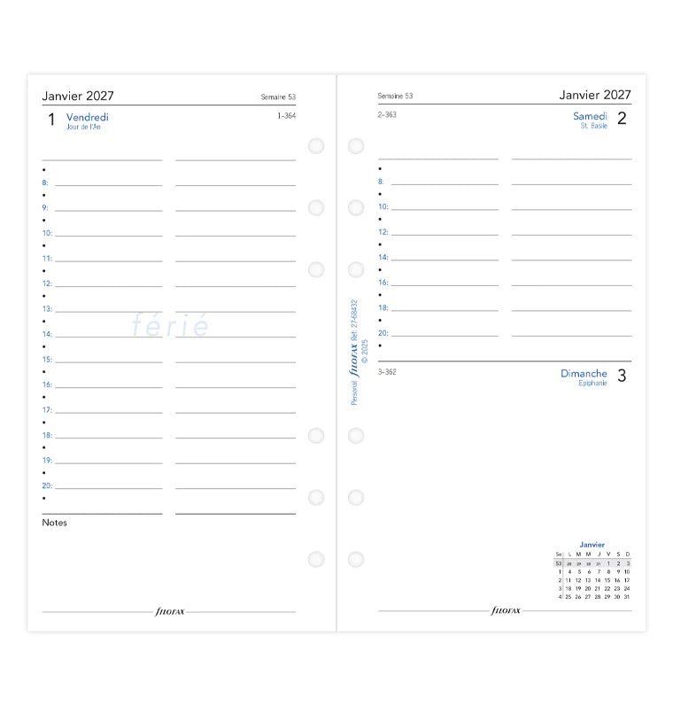 Recharge agenda 2027 FILOFAX - Personal - Un jour par page (français) - 5059145598335