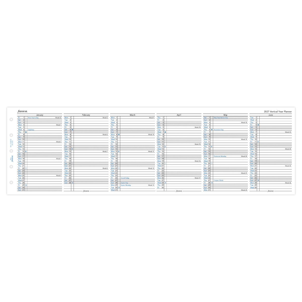 Recharge agenda FILOFAX 2027 - Mini - Planning annuel vertical (anglais) - 5059145598779