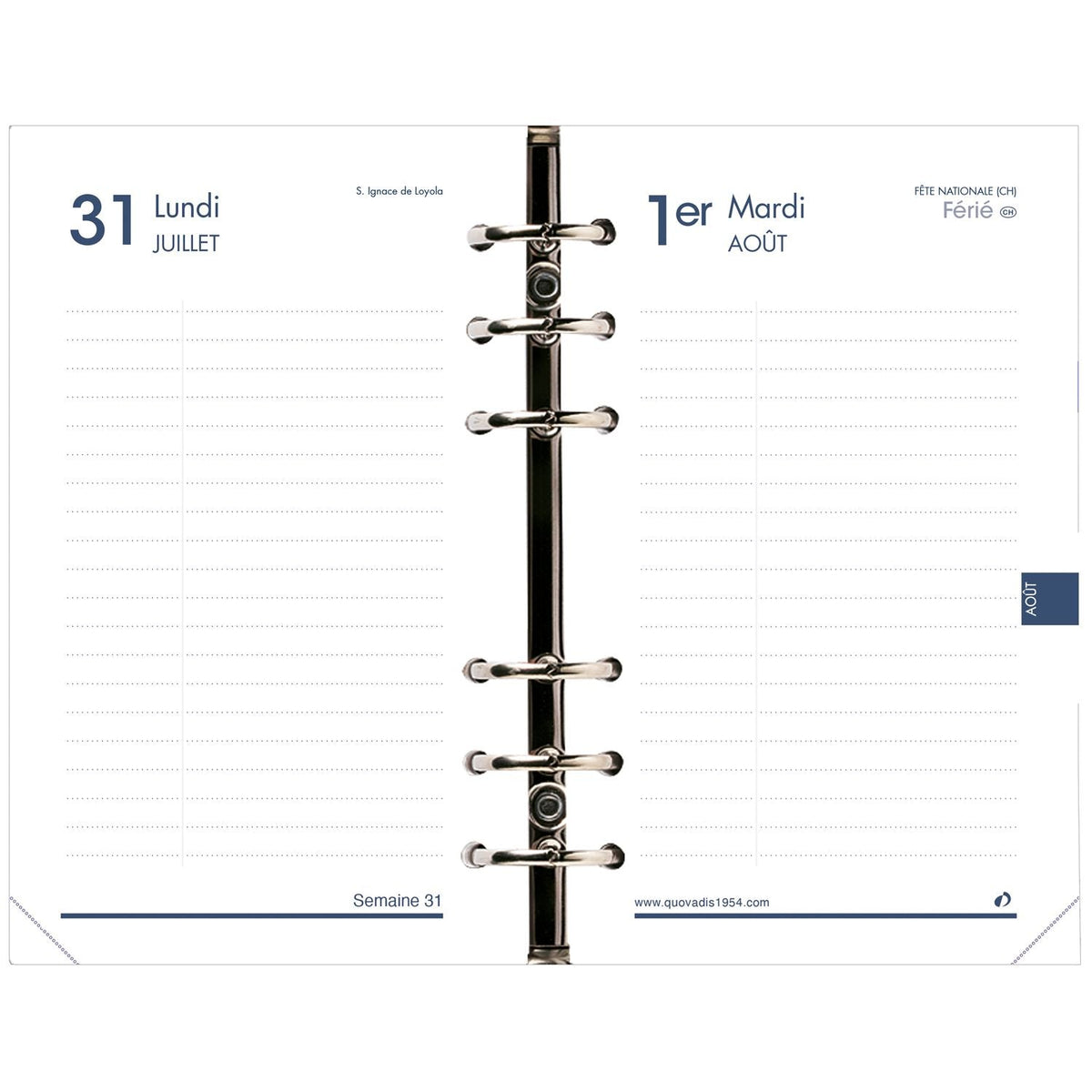 Recharge Organiseur 2024-2025 QUO VADIS Timer 17 1JP - 1 jour par page - 10 x 17 cm - 3371010134380