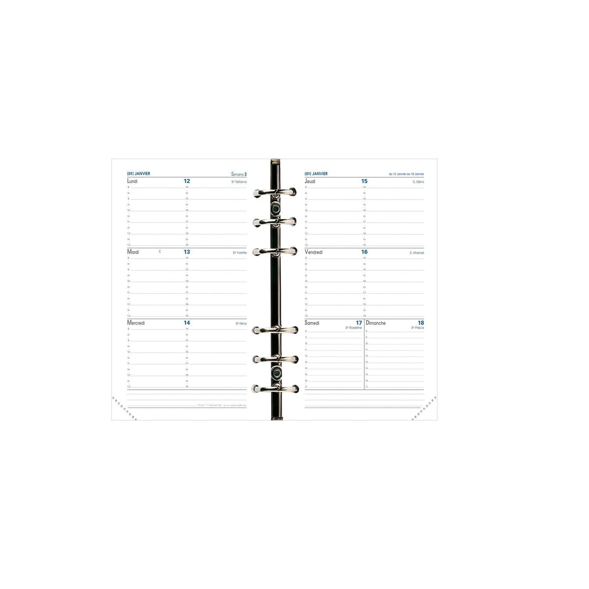 Recharge Organiseur 2024-2025 QUO VADIS Timer 17 Horizontal - 1 semaine sur 2 pages - 10 x 17 cm - 3371010119035