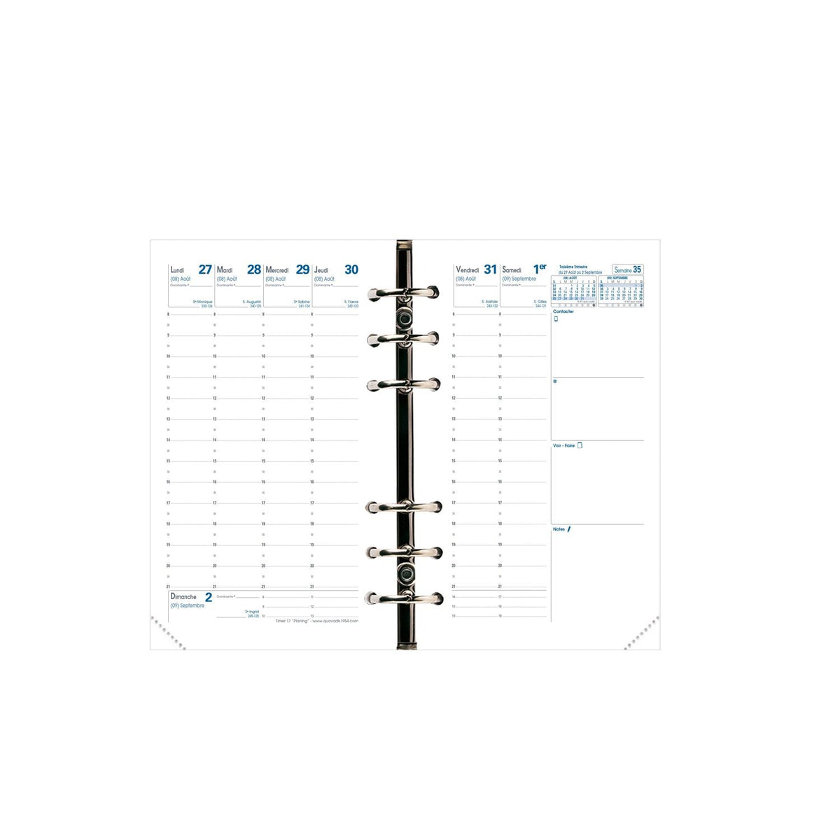 Recharge Organiseur 2024-2025 QUO VADIS Timer 17 Planning - 1 semaine sur 2 pages - 10 x 17 cm - 3371010118984