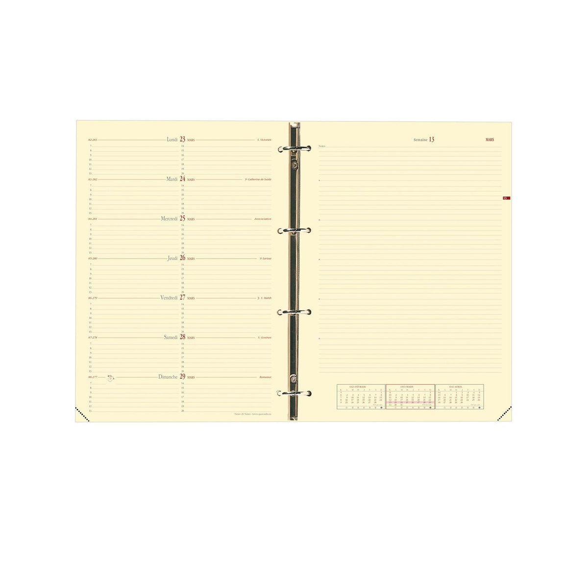Recharge Organiseur 2024-2025 QUO VADIS Timer 29 Notes Prestige - 1 semaine + notes - 21 x 29.3 cm - 3371010119103