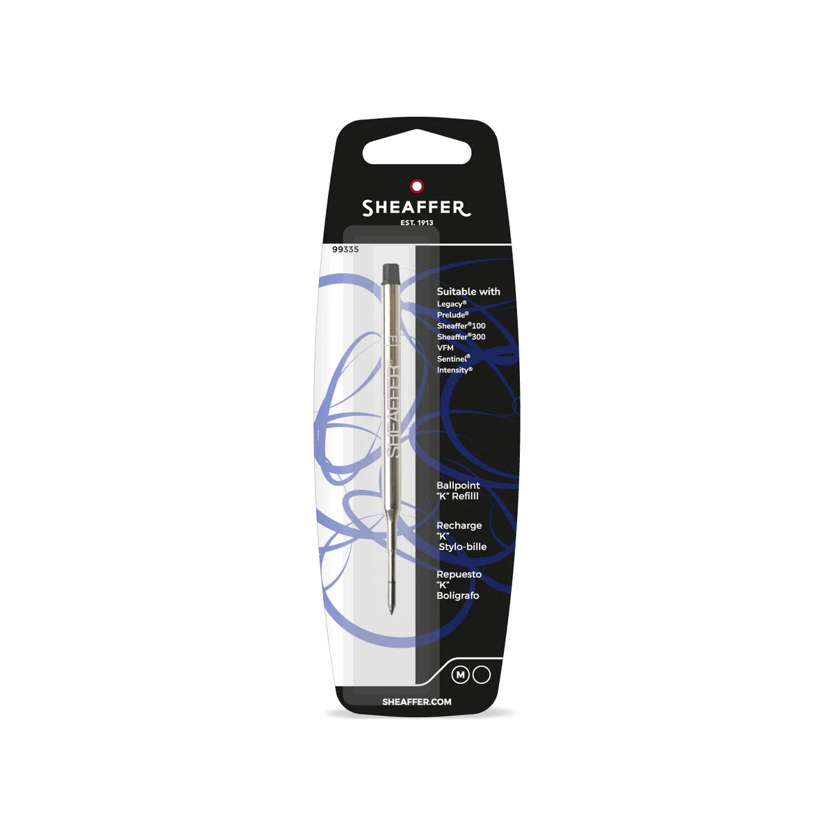 Recharge stylo bille SHEAFFER "K" - Medium (M) - Noir - 0074040993356