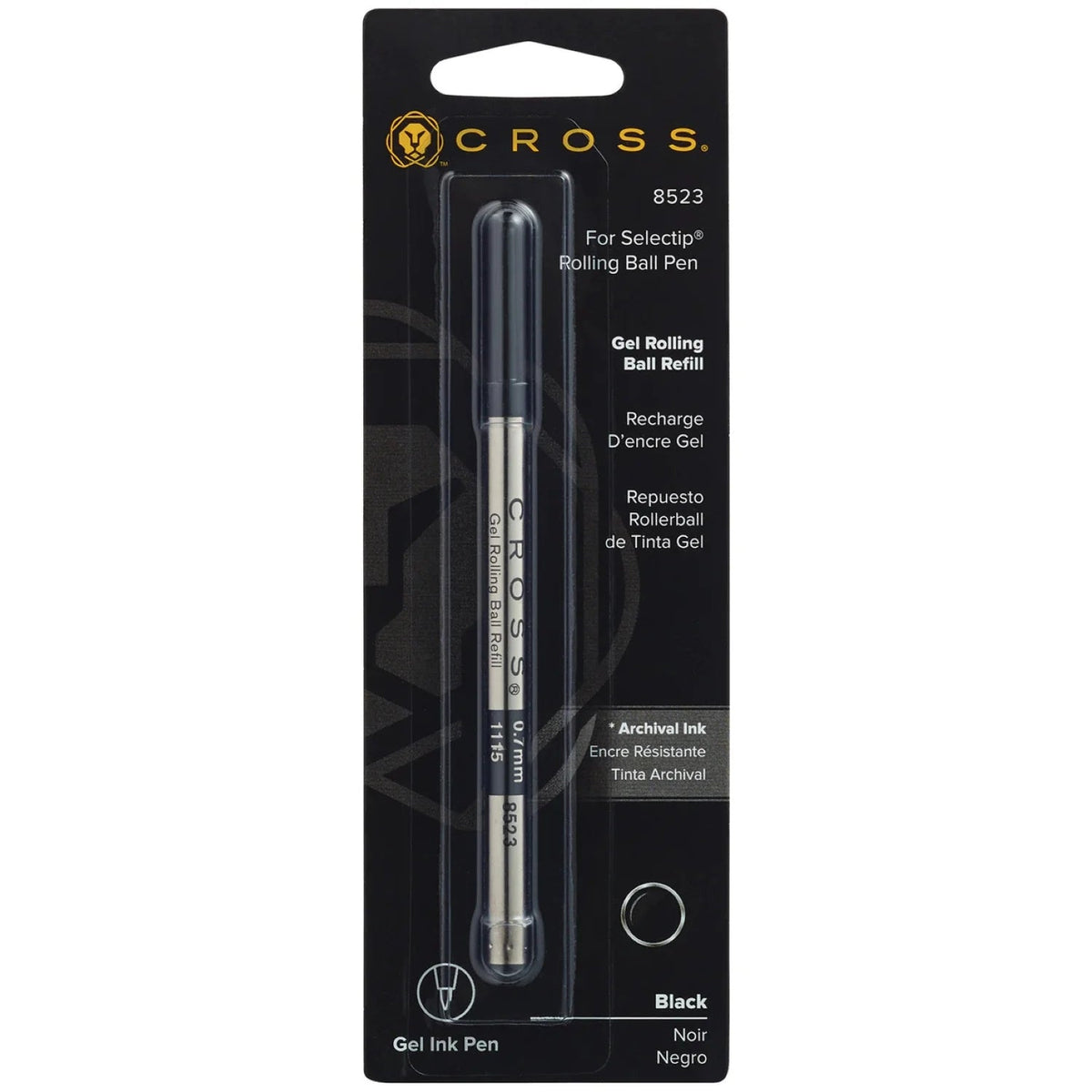 Recharge stylo roller CROSS - Medium (M) - Noir - 073228085234