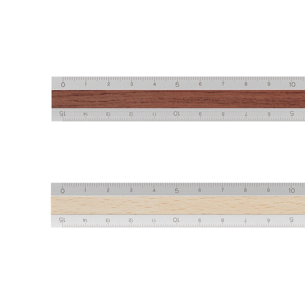 Règle MIDORI en bois et aluminium - 15 cm - Clair - 4902805422574