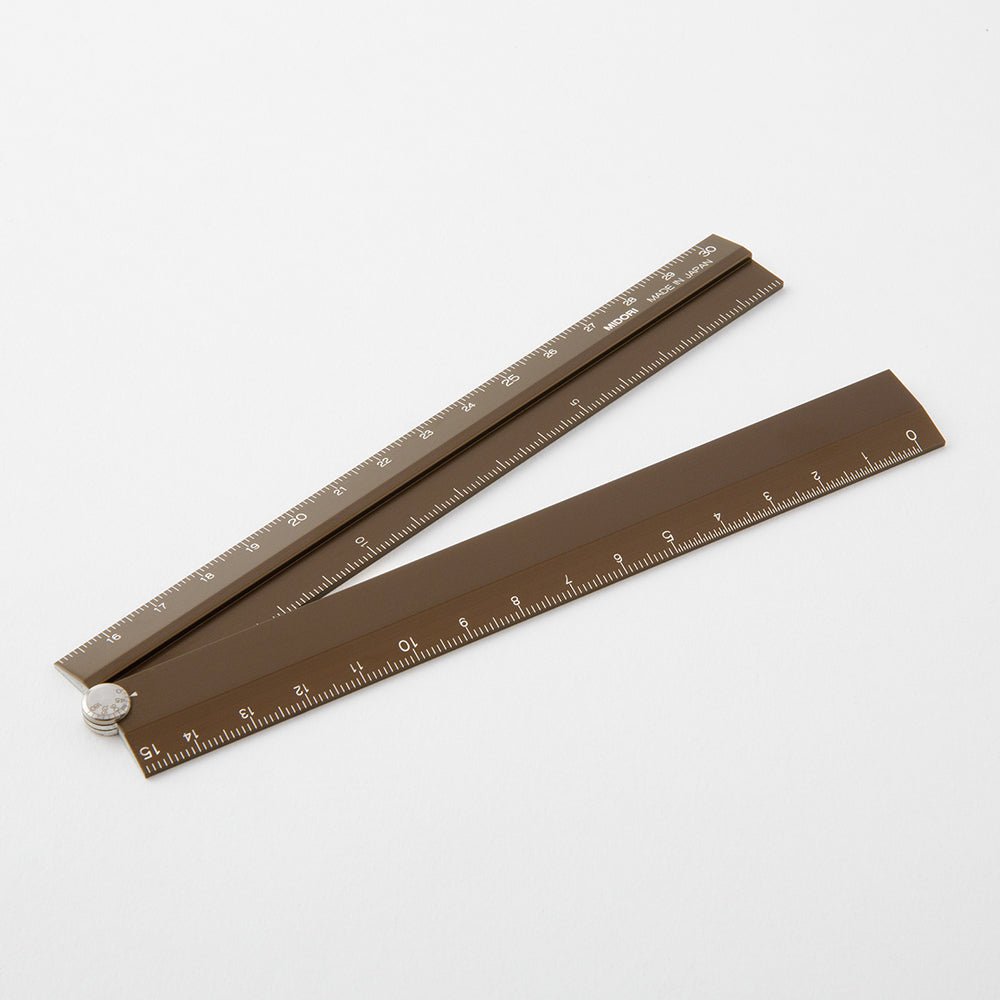 Règle MIDORI multifonction pliable en aluminium - 30 cm - Marron - 4902805422871
