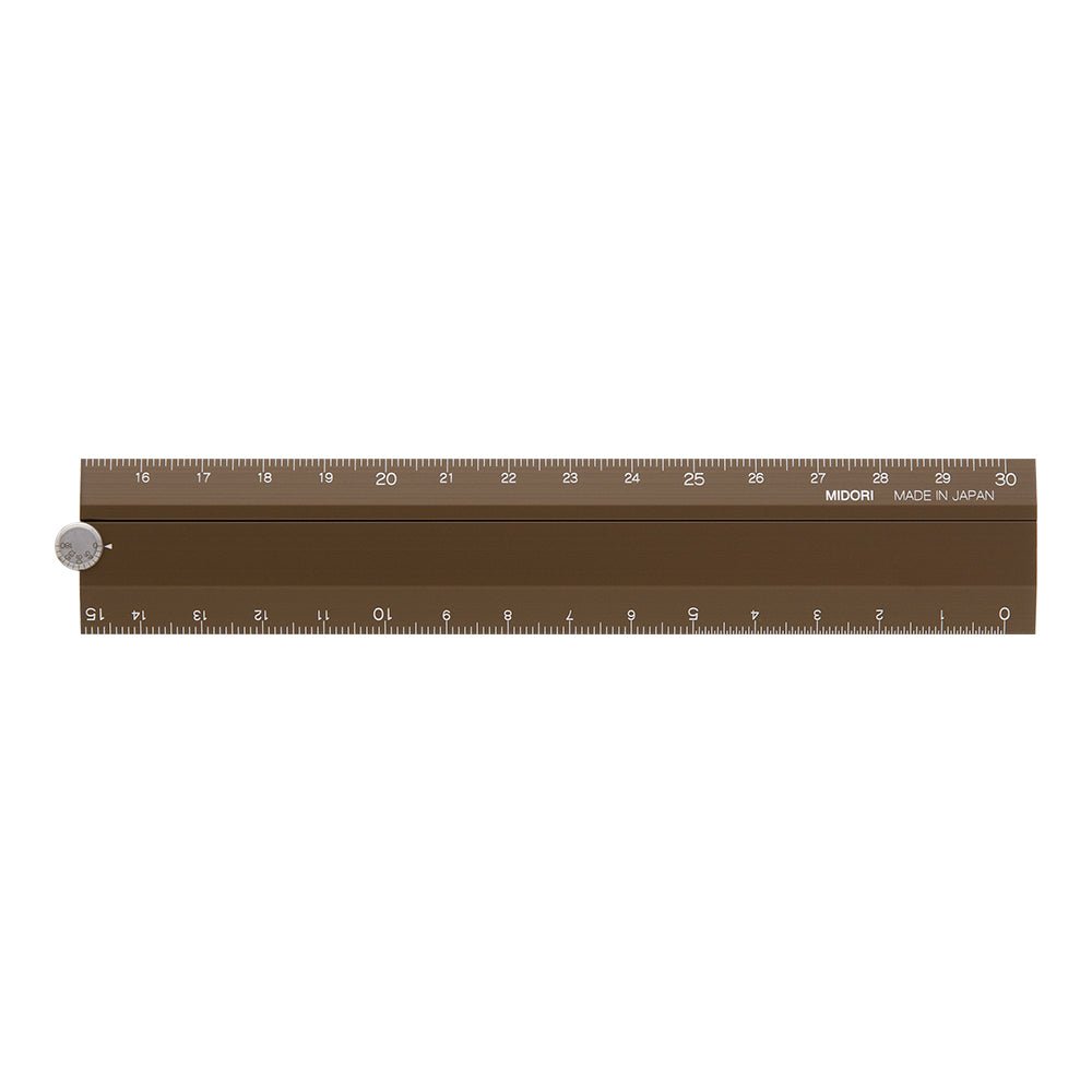 Règle MIDORI multifonction pliable en aluminium - 30 cm - Marron - 4902805422871