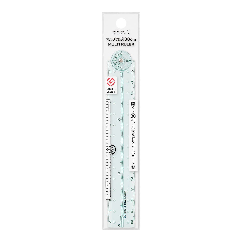 Règle MIDORI multifonction pliable en plastique - 30 cm - Bleu -
