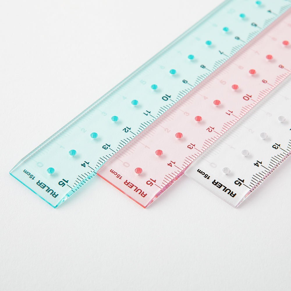 Règle MIDORI transparente - 15 cm - Bleu -