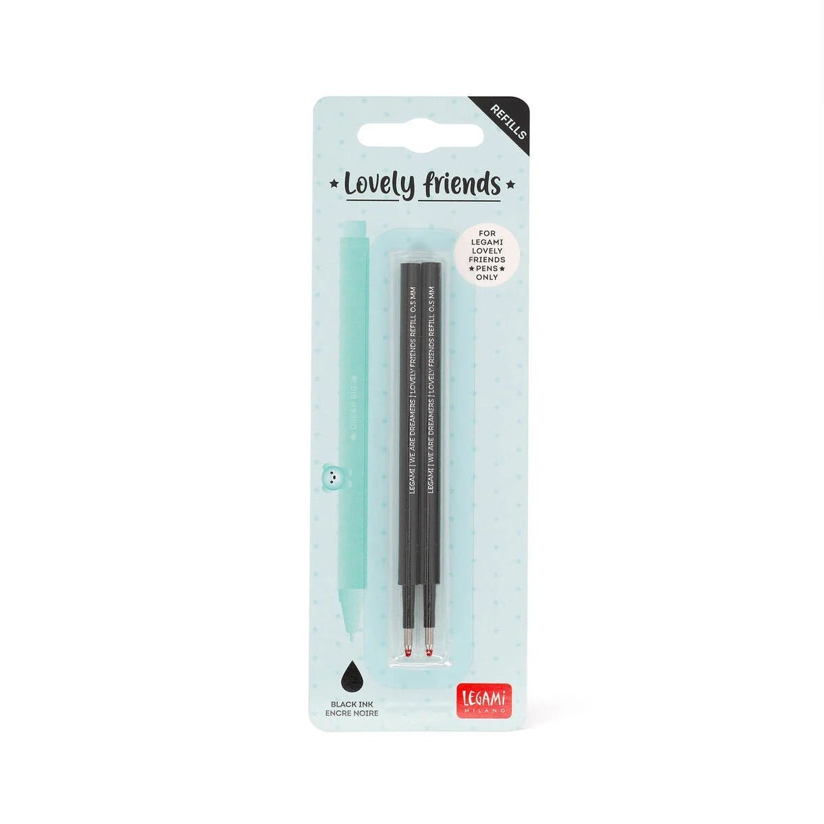 Set de 2 recharges LEGAMI pour stylo à encre gel Lovely Friends - Noir - 8052694009922