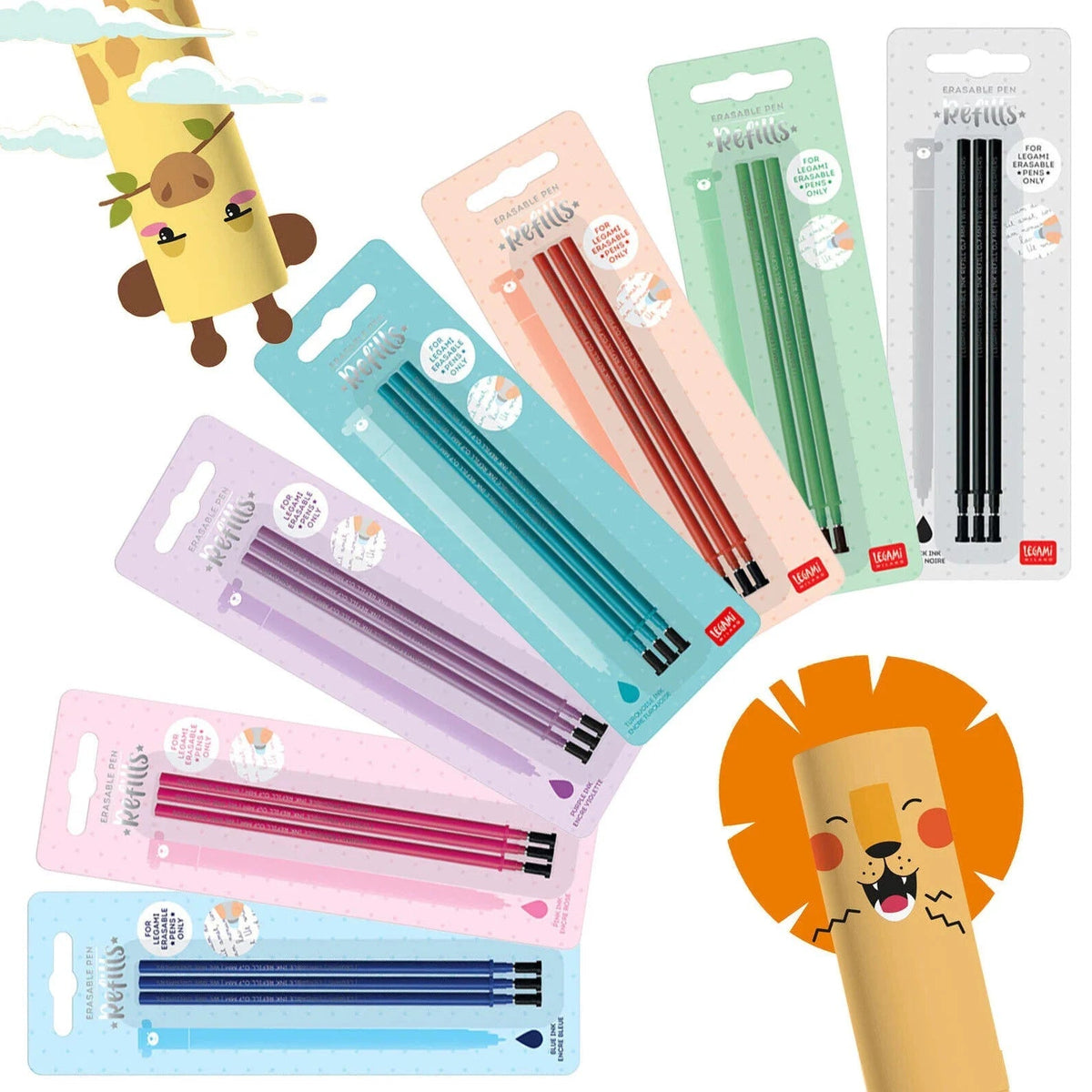 Set de 3 recharges LEGAMI pour stylo à encre gel effaçable - Rouge - 8052461965925
