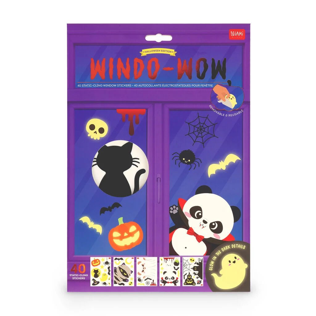 Set de 40 autocollants électrostatiques pour fenêtre LEGAMI - Halloween Edition - Windo-Glow - 8052694147716