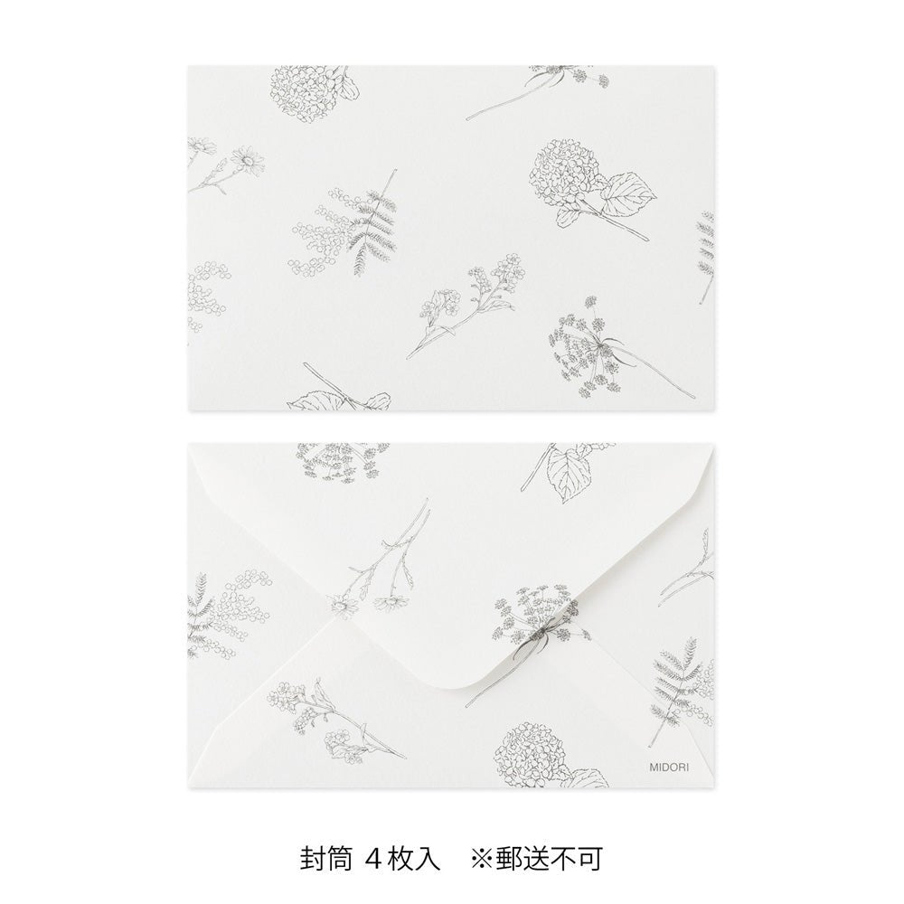 Set de correspondance MIDORI Card Letter Set Washi Hanairo - Rose - 4902805887892