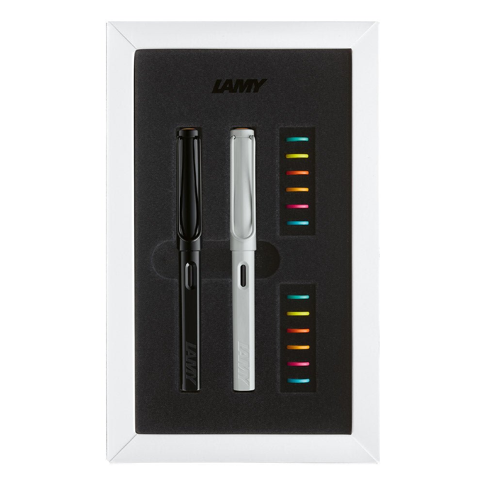 Set stylo plume LAMY safari Multicolor Édition Spéciale - All Black + All White - Extra - fine (EF) -