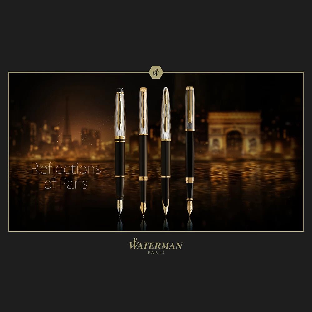 Stylo roller WATERMAN Expert Reflets de Paris - Fine (F) - Noir - -