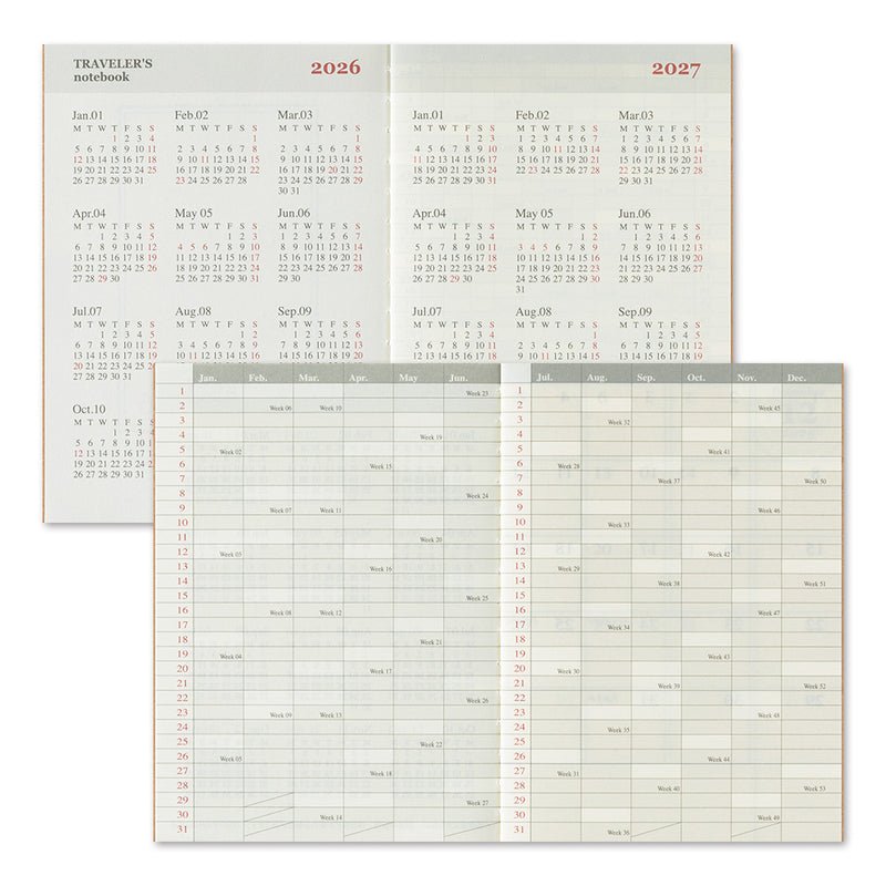 TRAVELER'S notebook - agenda mensuel 2026 (passport size) -