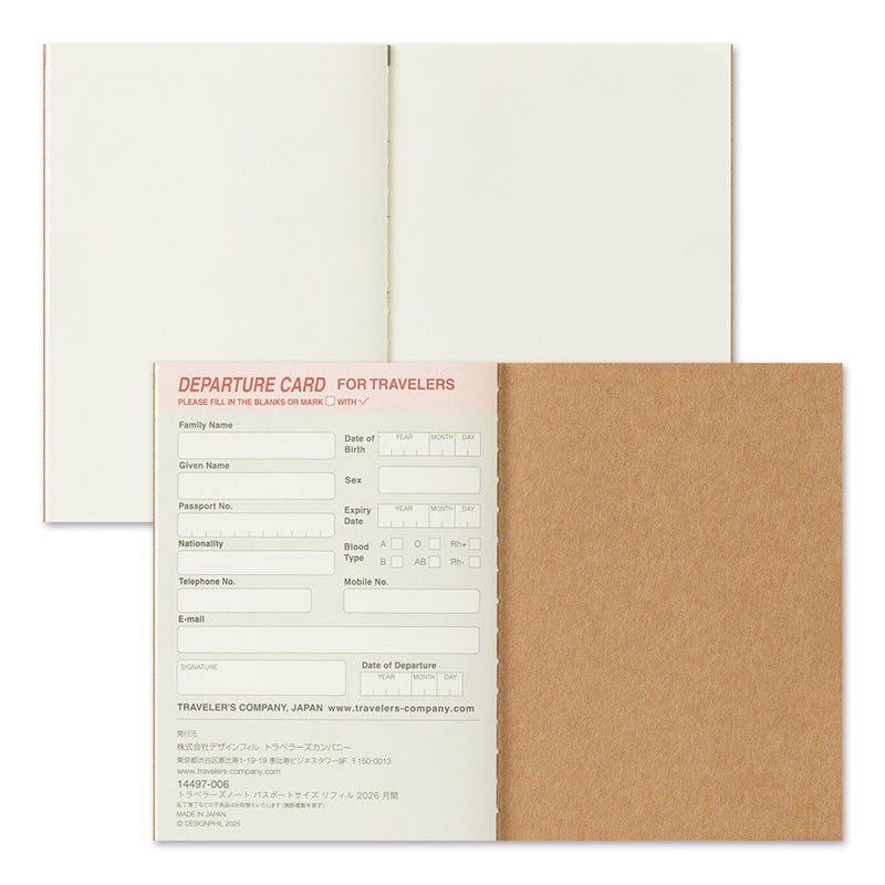 TRAVELER'S notebook - agenda mensuel 2026 (passport size) -