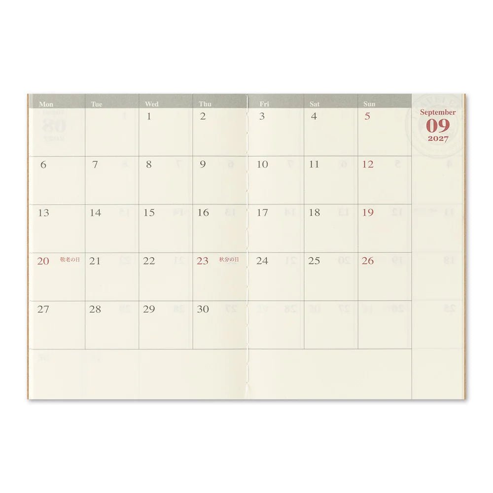 TRAVELER'S notebook - agenda mensuel 2027 (passport size) -
