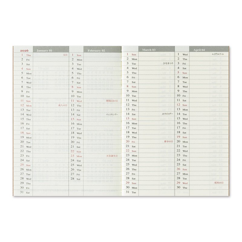 TRAVELER'S notebook - agenda semainier 2026 (passport size) -