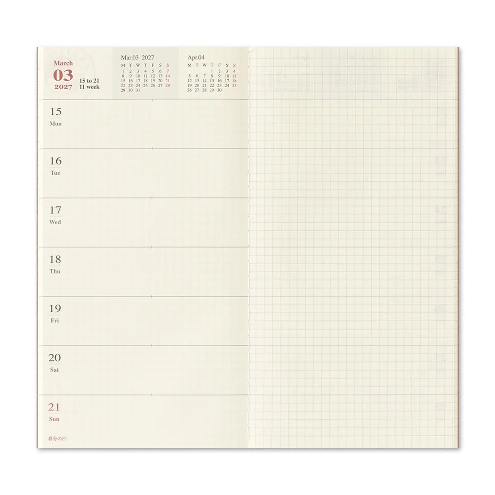 TRAVELER'S notebook - agenda semainier 2027 (regular size) -