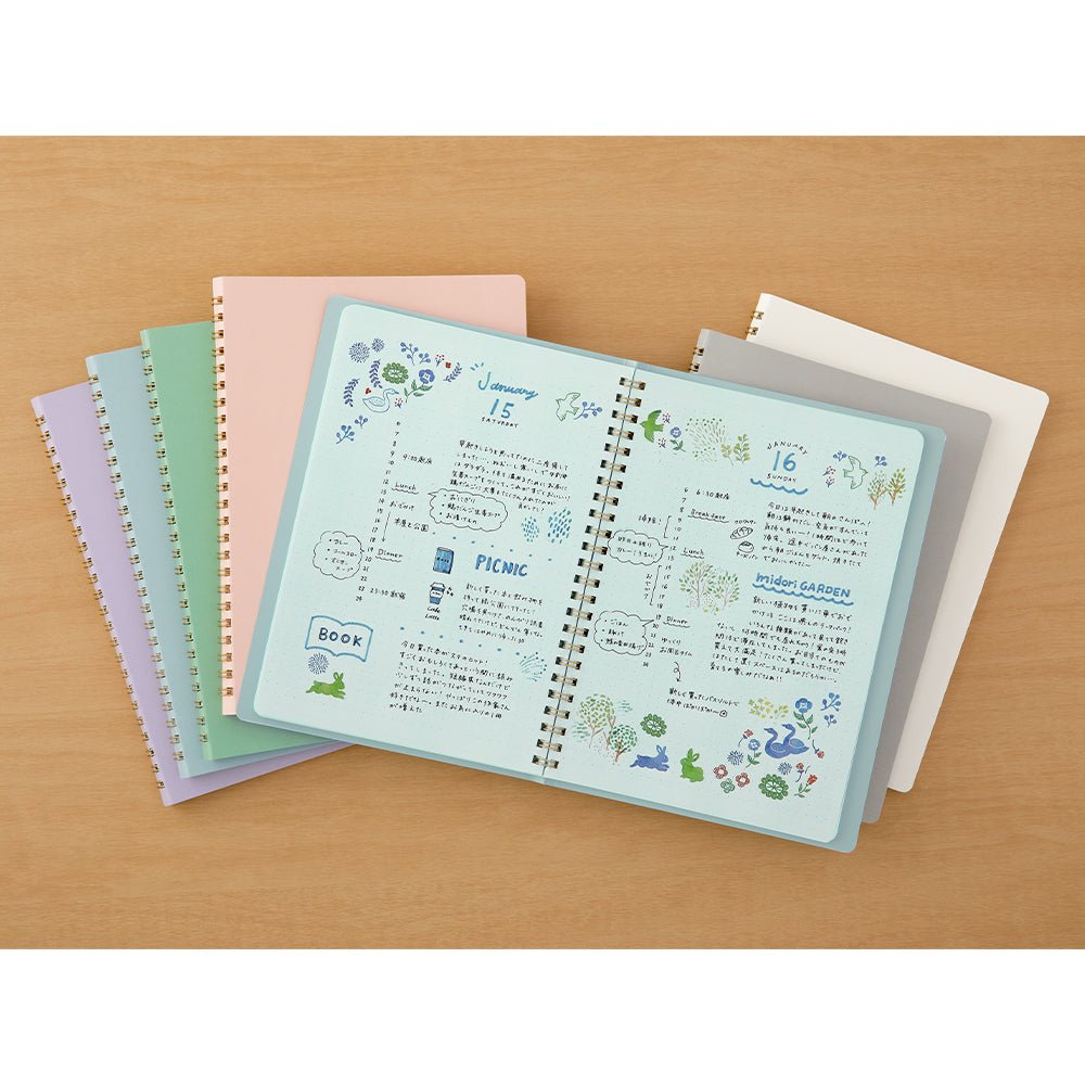 Midori Note Dot Spirale - A5 - Pointillé - Bleu Ciel - 4902805153348