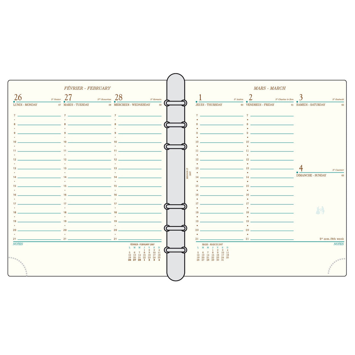 Organiseur Mignon AK17 Croco Savannah - 18.5 x 16.8 cm - 1 semaine sur 2 pages - Colvert -