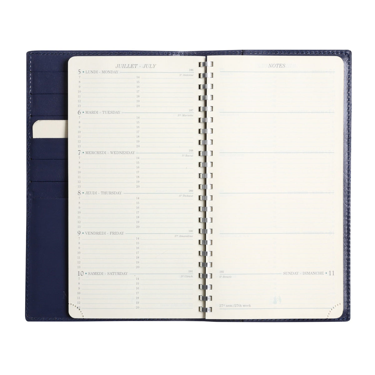 Organiseur Mignon AK18 Veau Boboli - 18.5 x 10.8 cm - 1 semaine + notes - Bleu marine -