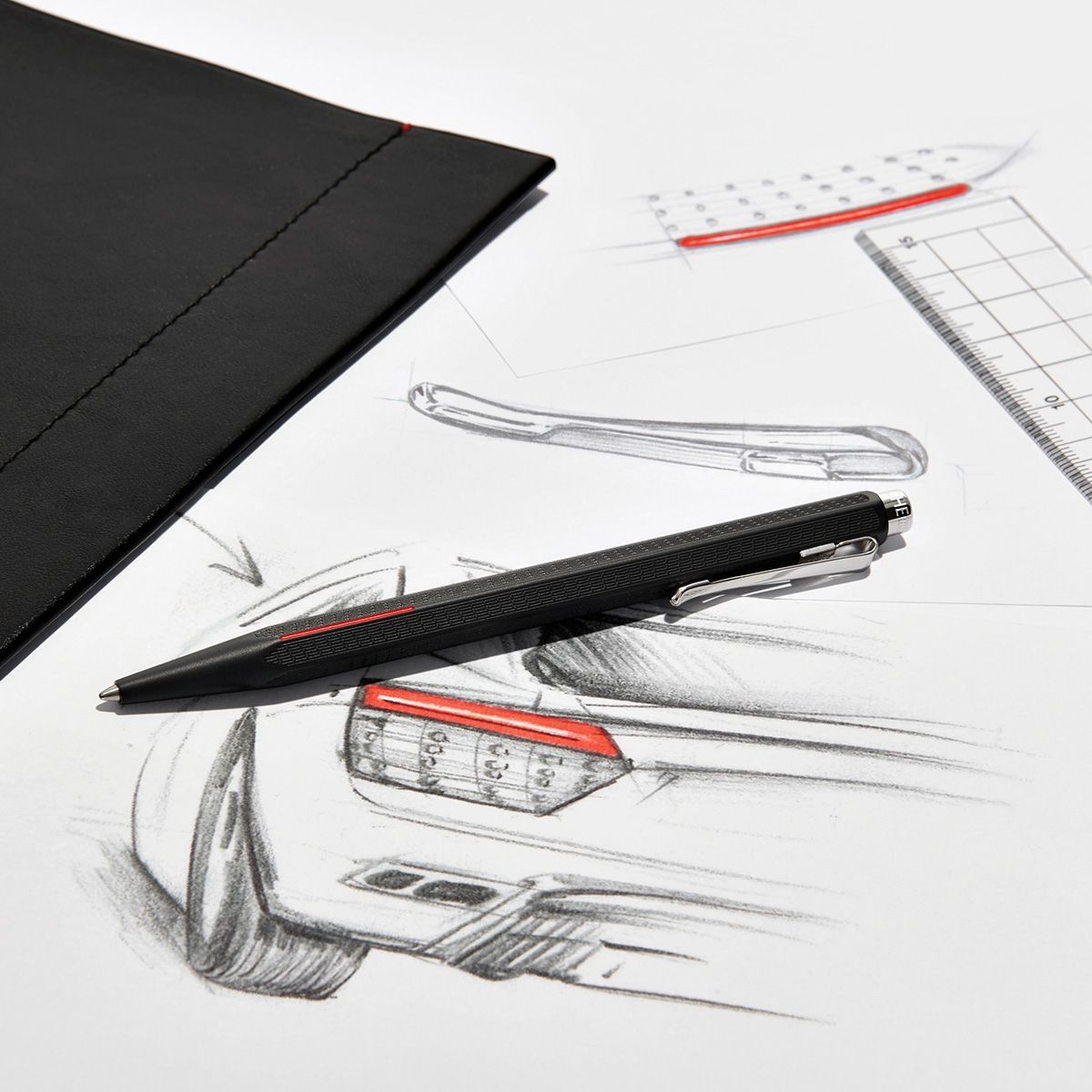 Stylo bille CARAN D'ACHE Ecridor Racing - Medium (M) - Chromé Noir Mat - -
