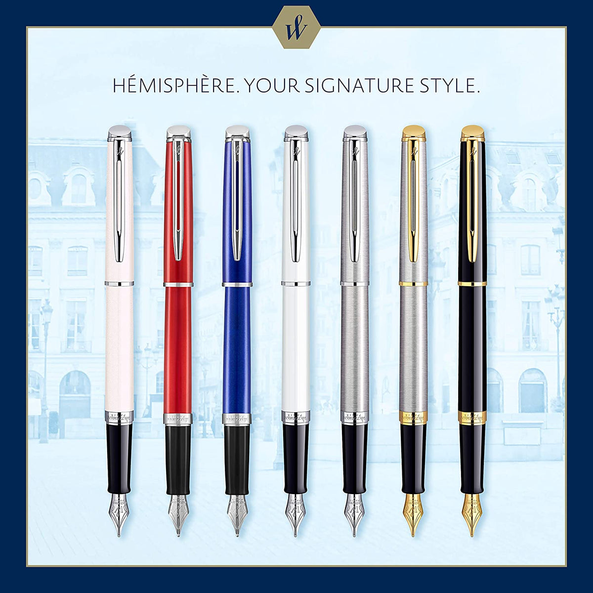 Stylo plume WATERMAN Hémisphère - Fine (F) - Acier Métallisé CT - -