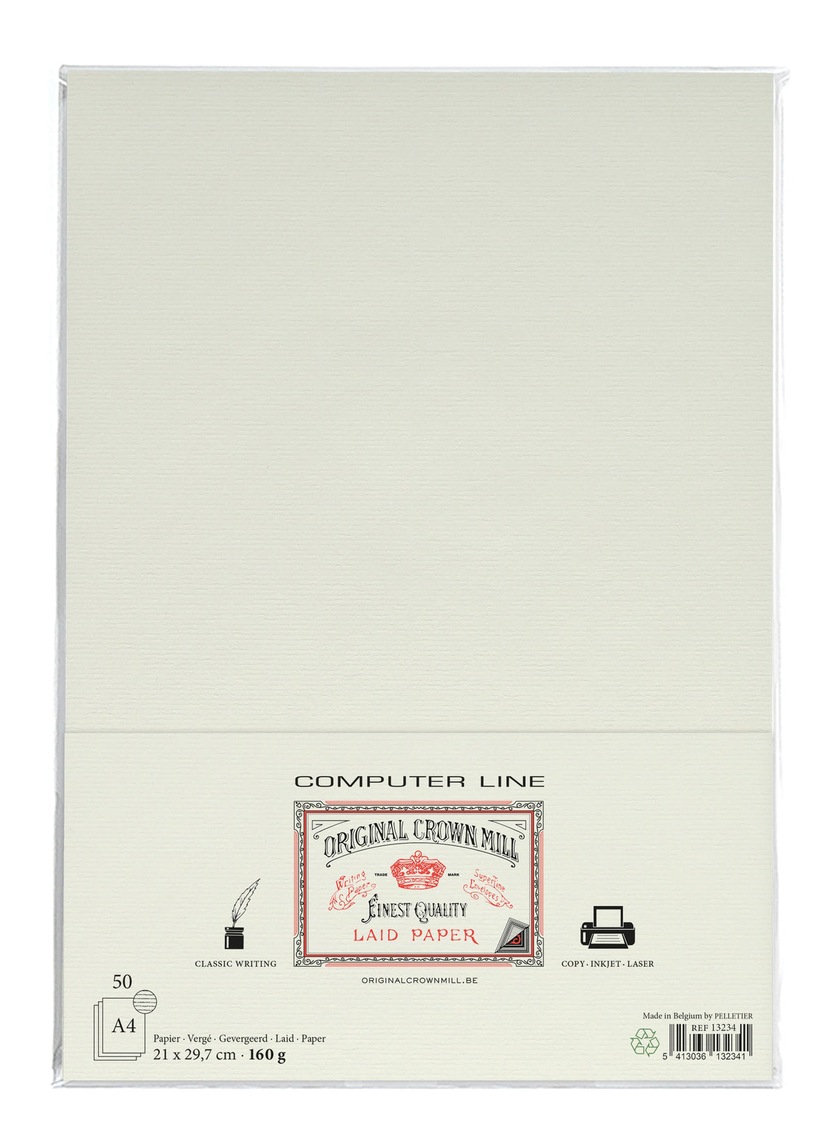 50 feuilles ORIGINAL CROWN MILL Vergé 160g - A4 - 160 g/m² - Crème - 5413036132341