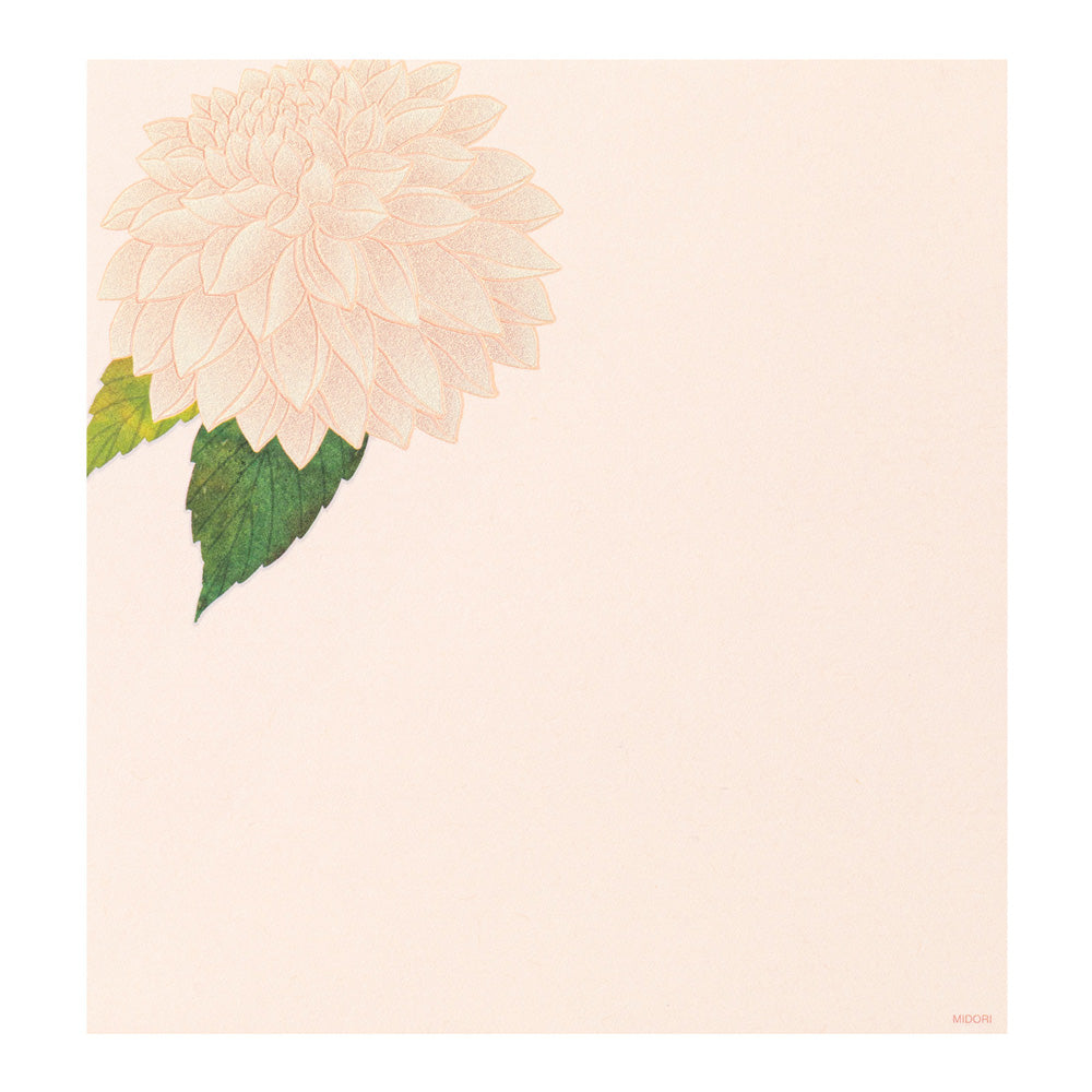 Papier à lettres MIDORI washi - 177 x 168 mm - Dahlias