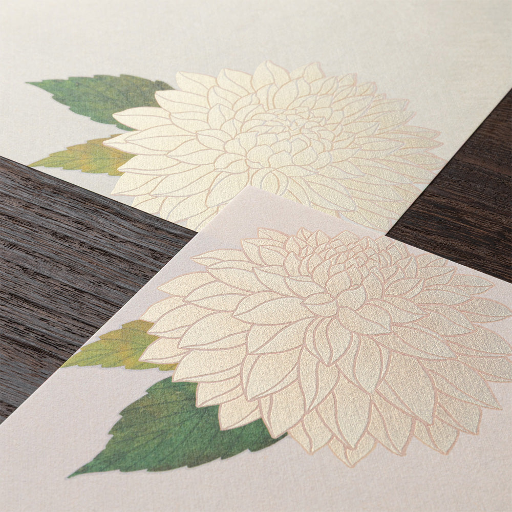 Papier à lettres MIDORI washi - 177 x 168 mm - Dahlias