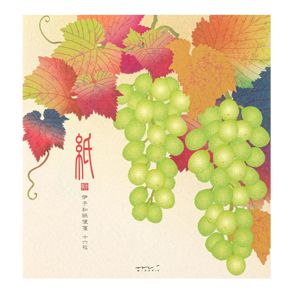 Papier à lettres MIDORI washi - 177 x 168 mm - Grappes de raisin