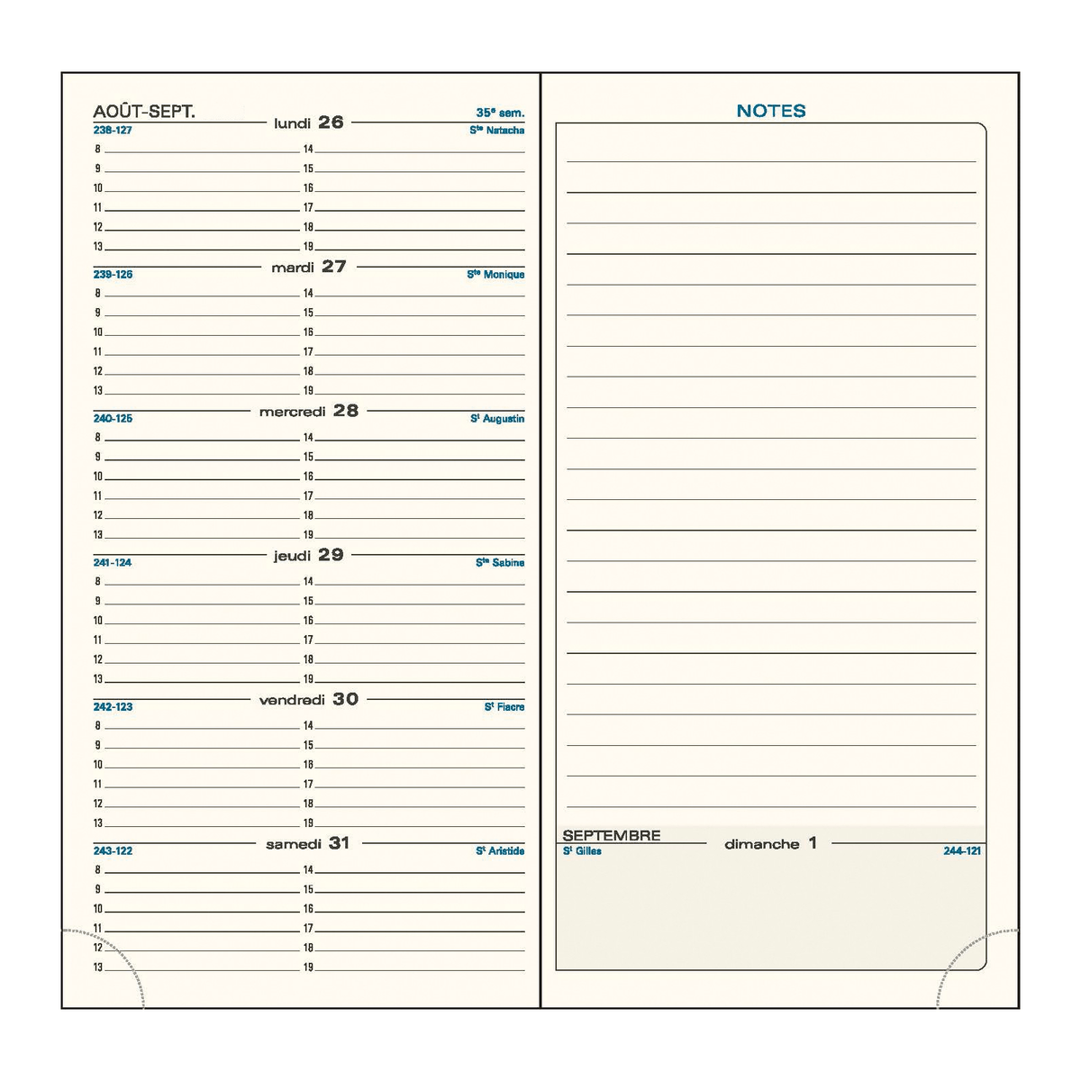Agenda 2025 - 2026 EXACOMPTA SAS 17 - 9 x 17,5 cm - 1 semaine + notes - Orientation horizontale - Canvas vert - 3660942084970