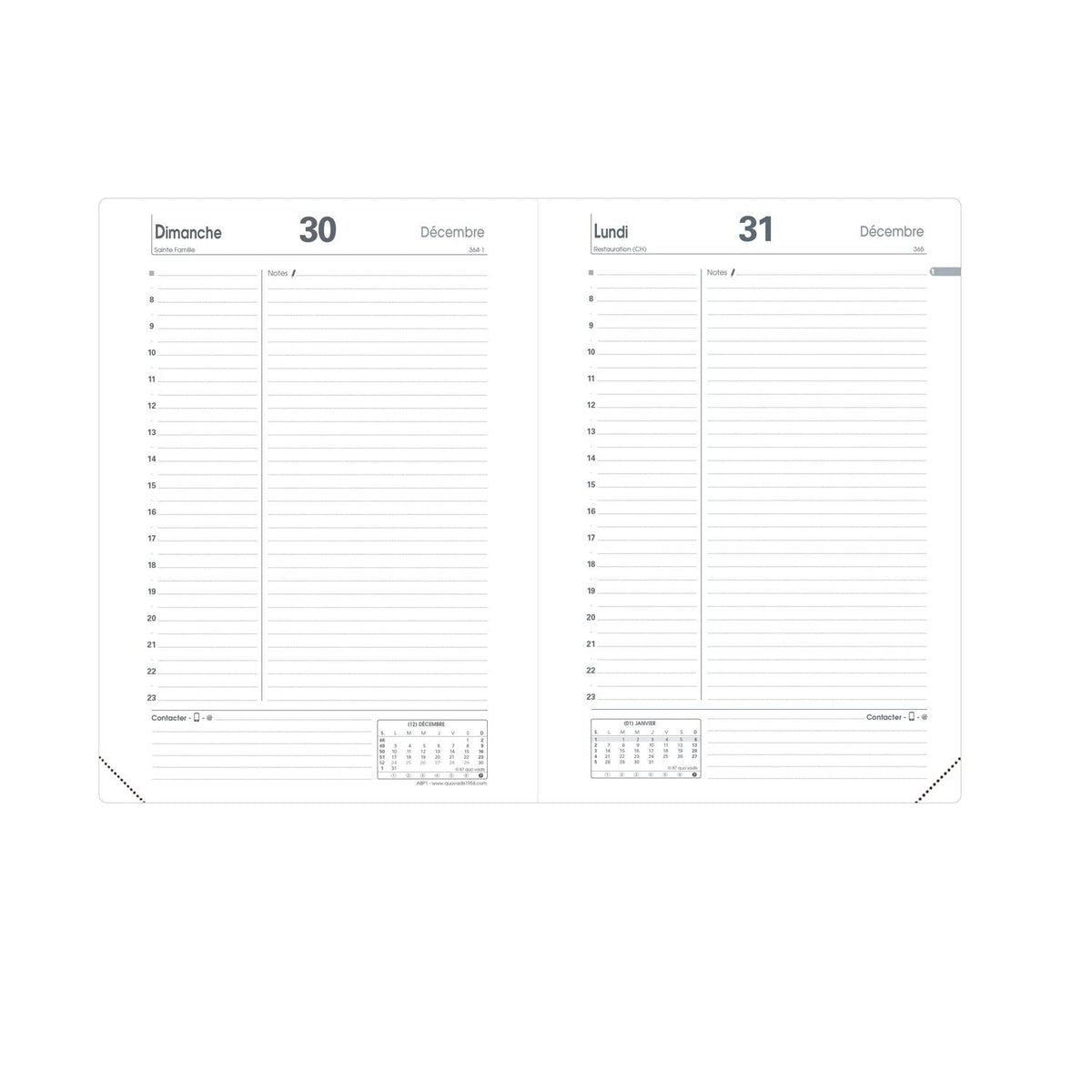 Agenda 2025 QUO VADIS ABP1 Impala - 1 jour par page - 13 x 21 cm - Bleu océan - 3371010481309