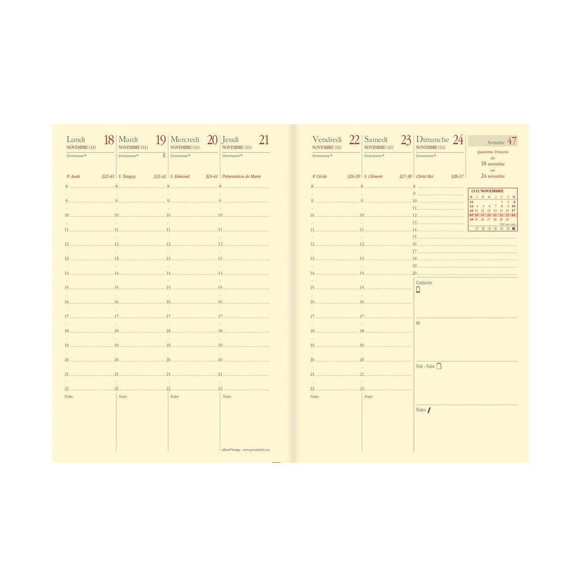 Agenda 2025 QUO VADIS Affaires Prestige Soho - 1 semaine sur 2 pages - 10 x 15 cm - Beige - 3371010483174