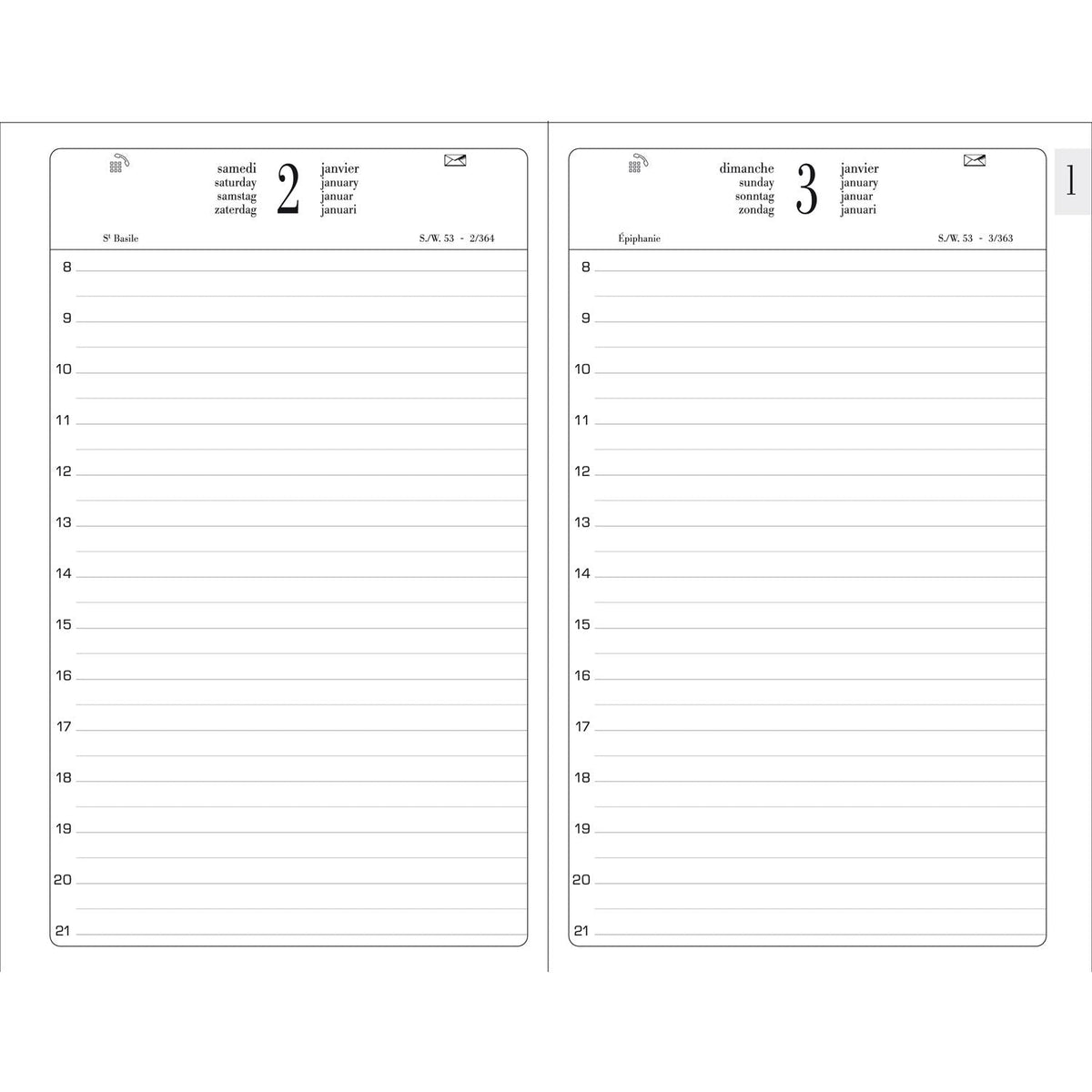 Agenda 2025 QUO VADIS Travers Korex - 1 jour par page - 13 x 21 cm - Bleu - 3371010486205