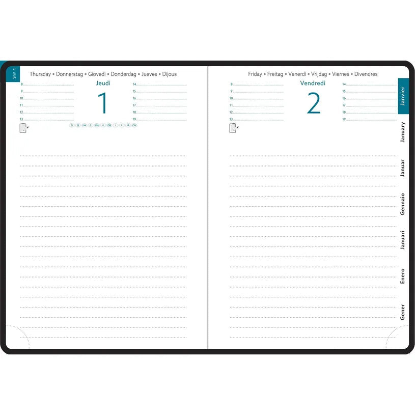 Agenda 2027 EXACOMPTA EasyDay 21 - 15 x 21 cm - 1 jour par page - Orientation horizontale - Ondine rose - 3660942088121