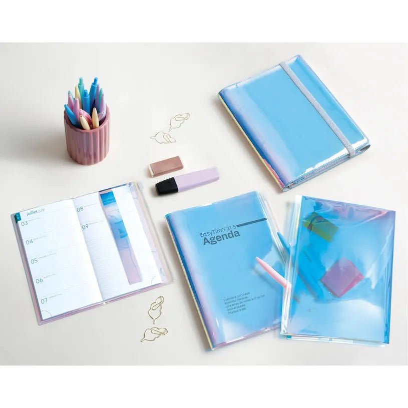 Agenda 2027 EXACOMPTA EasyTime 17 - 9 x 17,5 cm - 1 semaine + notes - Orientation horizontale - Iris iridescent - 3660942091749