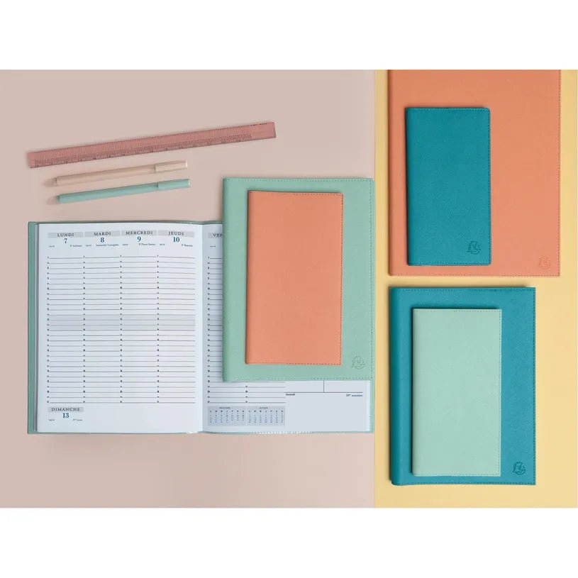 Agenda 2027 EXACOMPTA Eurotime 16 - 8,5 x 16 cm - 1 semaine sur 2 pages - Orientation horizontale - Lily vert d'eau - 3660942090940
