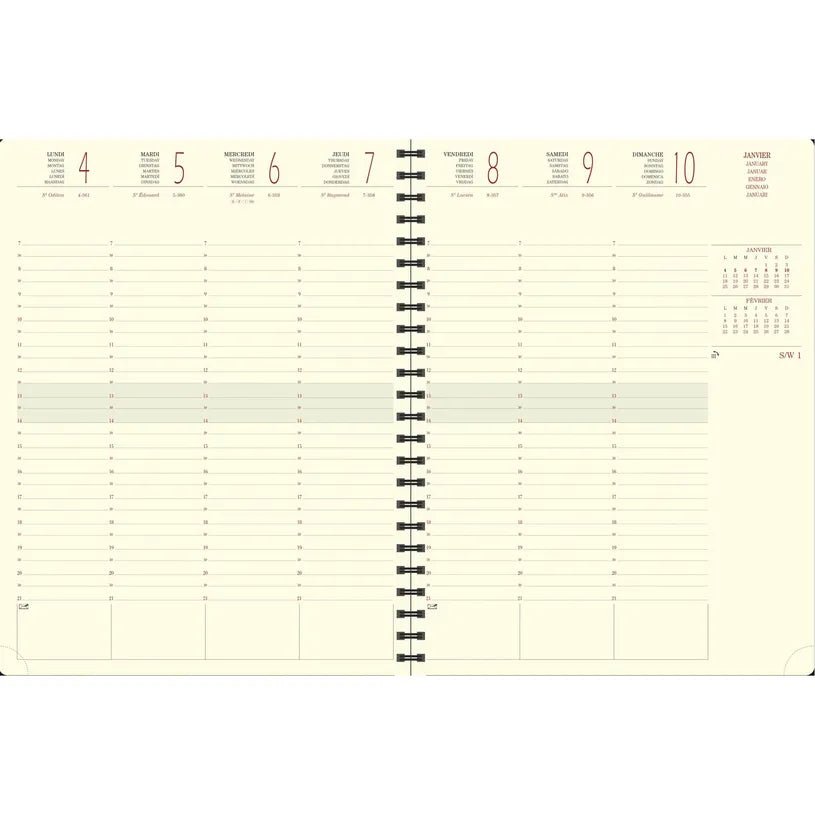 Agenda 2027 EXACOMPTA Eurotime 27S - 21 x 27 cm - 1 semaine sur 2 pages - Orientation verticale - Barbara noir - 3660942002271